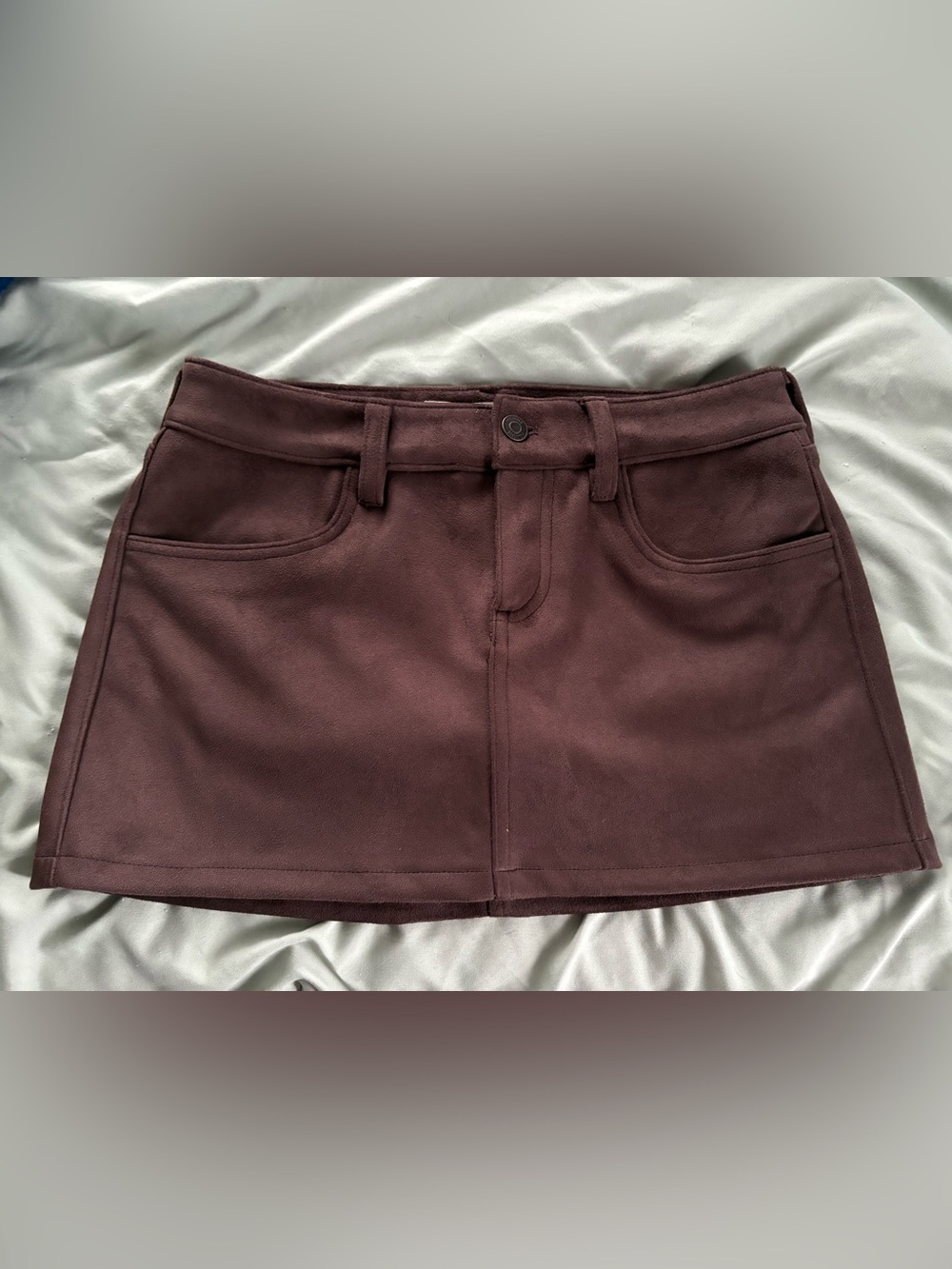 Brown Suede-Look Mini Skort